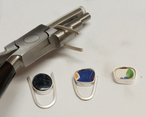 Judy Larson's Broken  AKA Bits and Pieces Dish Jewelry - , Metalwork, Filing, Finishing, Tumbling, Tumble, Tumbling Jewelry, Butane Torch, Soldering, Solder, Design, cut wire for the toggle clasp